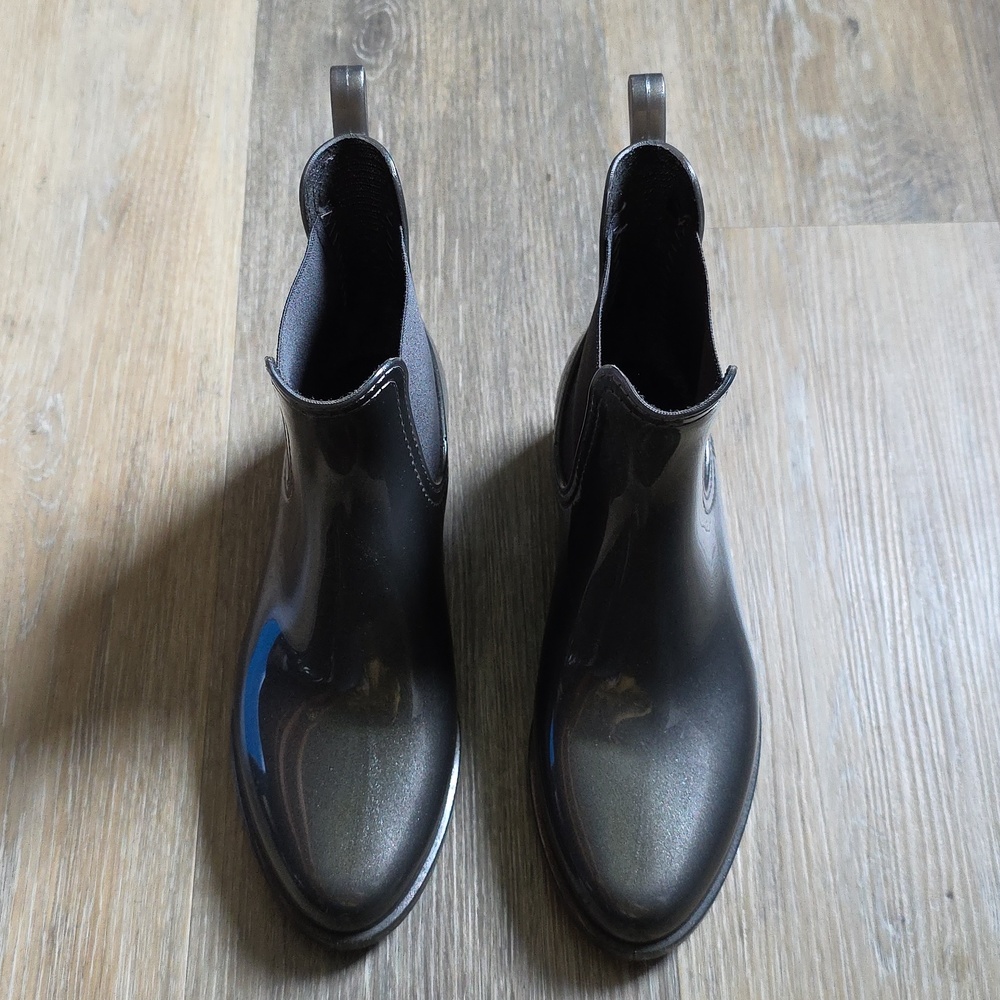 Women’s Lemon Jelly Metallic Charcoal Chelsea Ankle Rain Boots